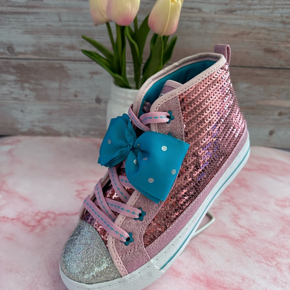 đź’ JoJo Siwa Shoes - Girls Pink Sequined High Top Sneakersđź’ - Picture 5 of 8